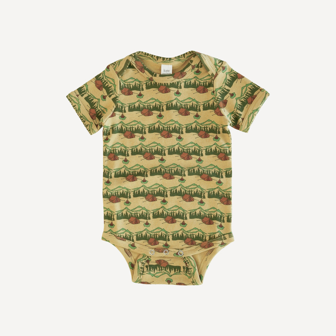 short sleeve lap neck bodysuit | campsite | organic cotton interlock