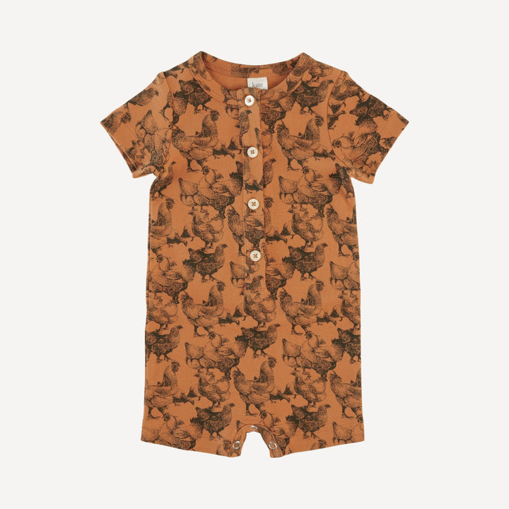 short sleeve union shortie | caramel chicken party | organic cotton interlock