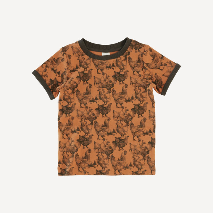 short sleeve ringer tee | caramel chicken party | organic cotton interlock