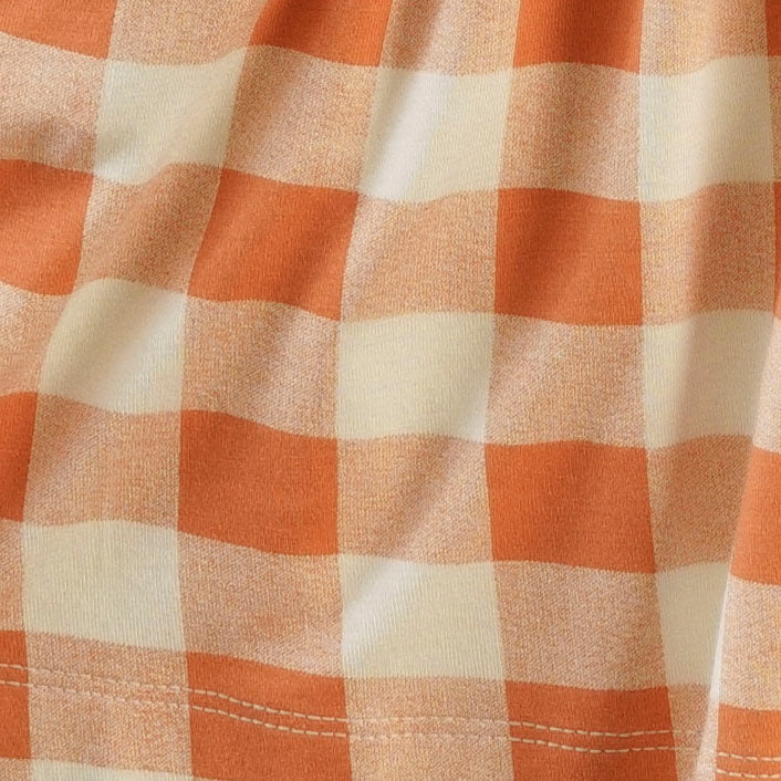 long sleeve essential boxy tee | caramel gingham | organic cotton interlock