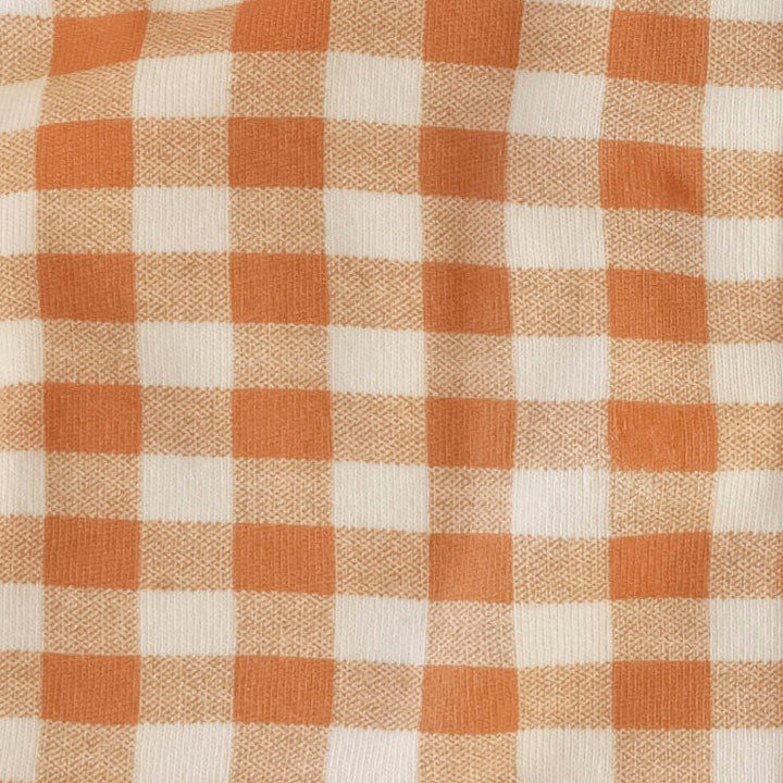 classic cuffed suspender legging | caramel gingham | organic cotton terry