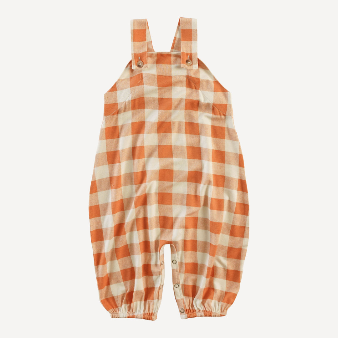 country bubble jumpsuit | caramel gingham | organic cotton interlock