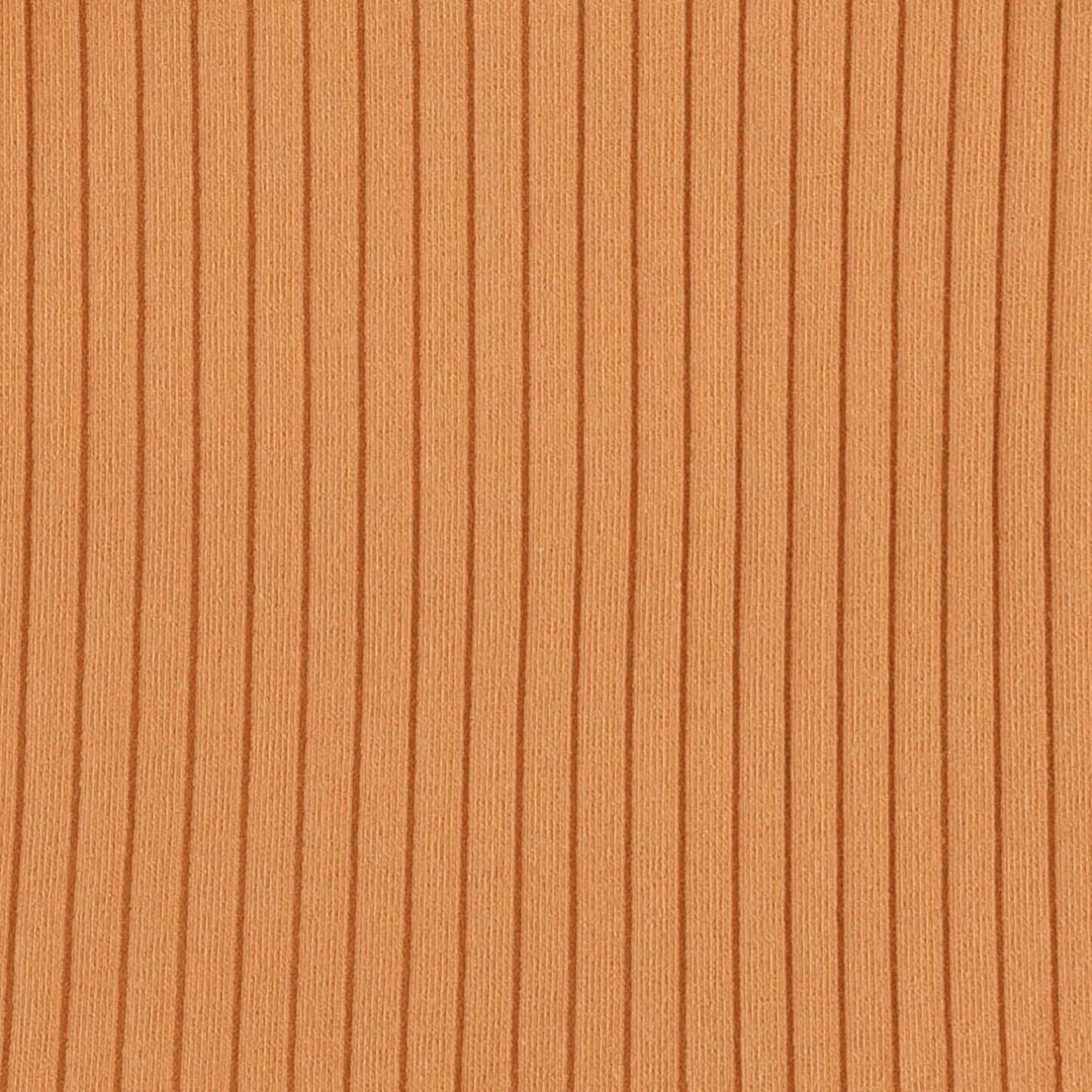 long sleeve two way zipper footie | caramel | organic cotton wide rib