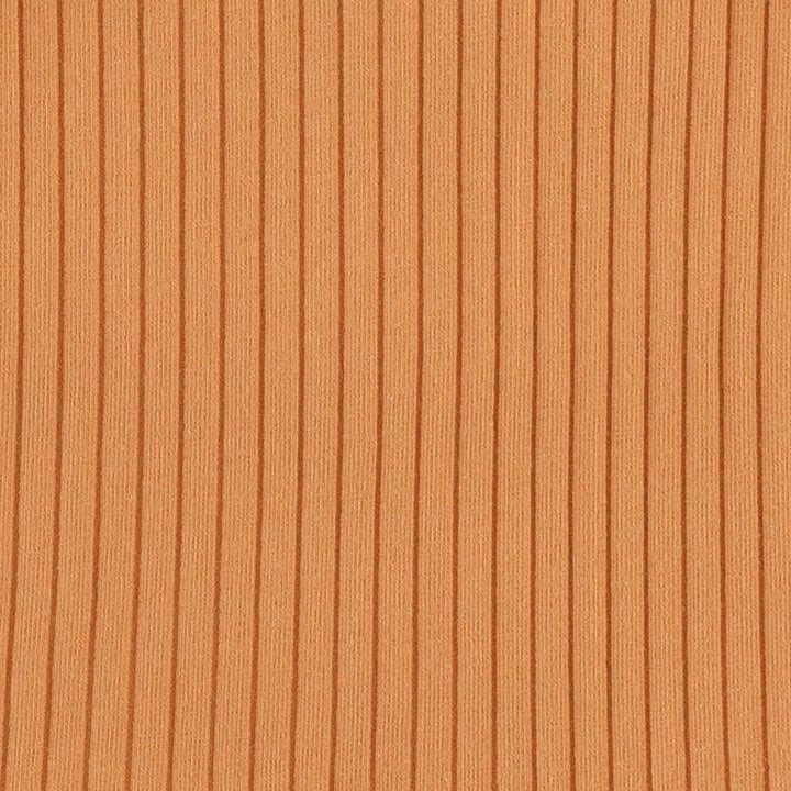 long sleeve two way zipper footie | caramel | organic cotton wide rib