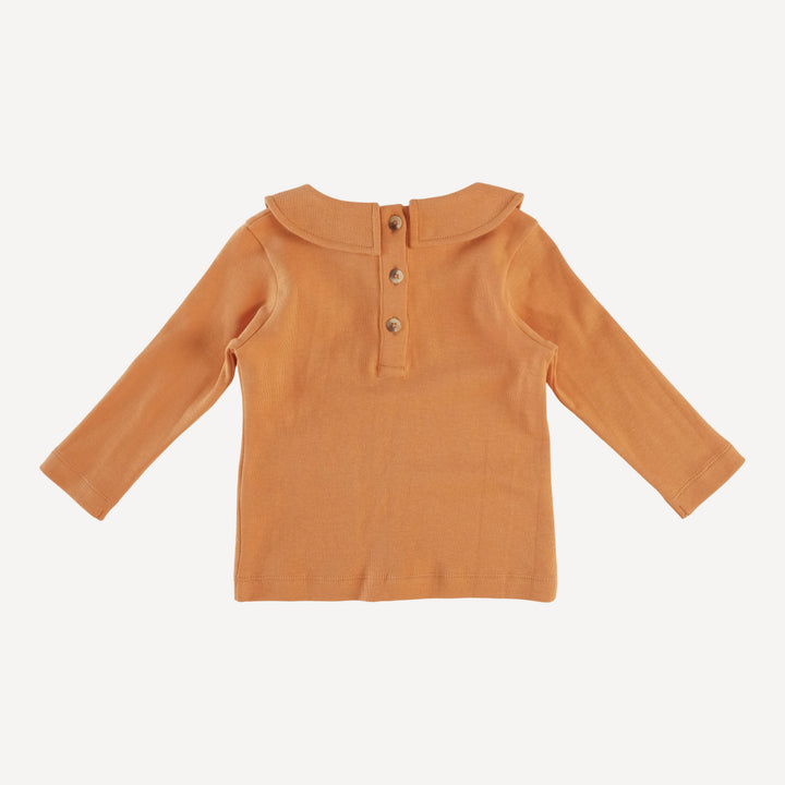 long sleeve peter pan tee | caramel | organic cotton wide rib