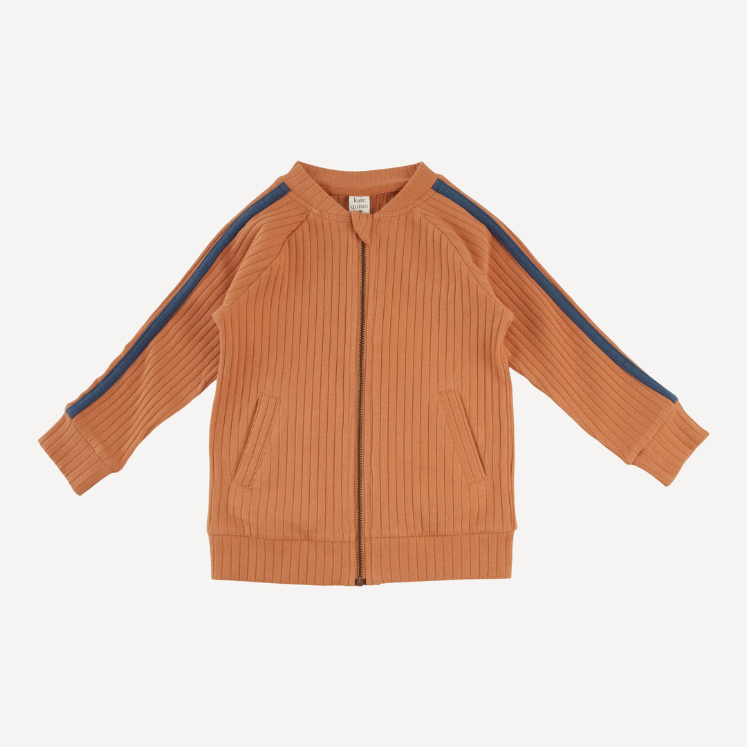 retro stripe track set | caramel | organic cotton wide rib