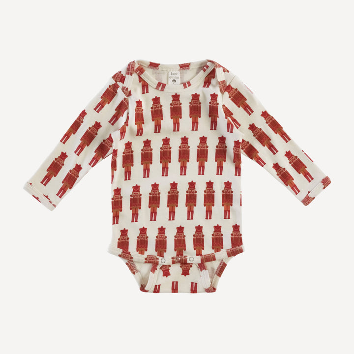 long sleeve lap neck bodysuit | cardinal nutcracker | organic cotton single rib