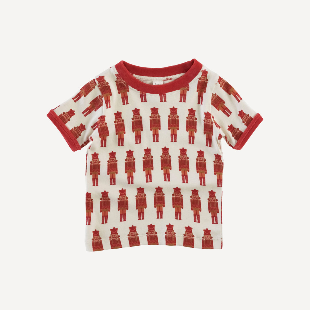 short sleeve ringer tee | cardinal nutcracker | organic cotton single rib