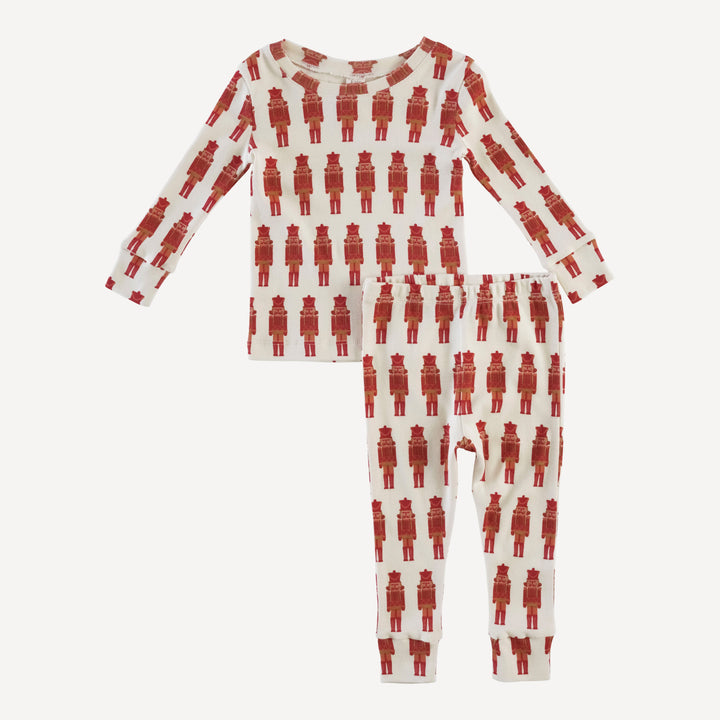 long sleeve crew neck pj set | cardinal nutcracker | organic cotton single rib