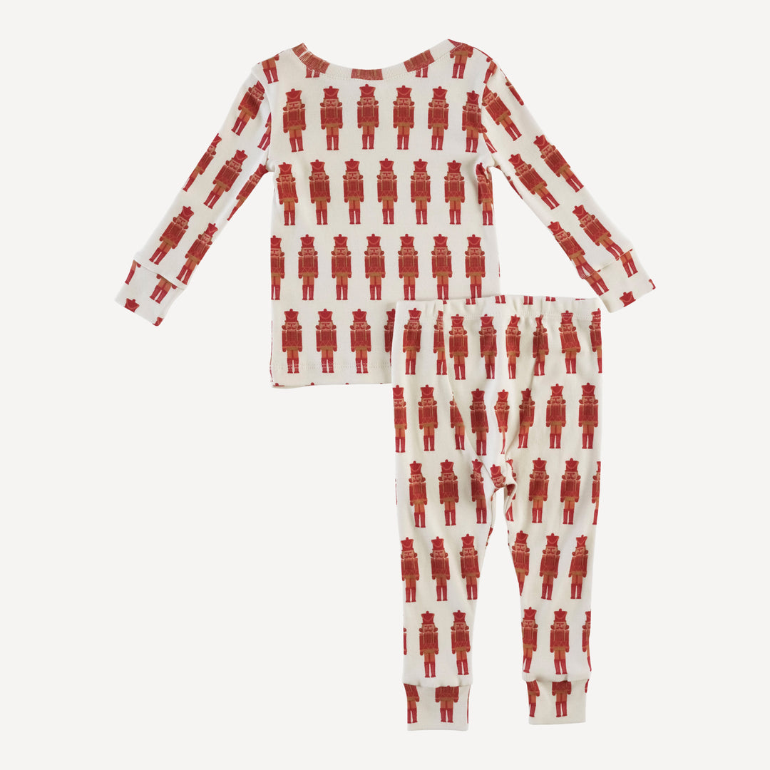 long sleeve crew neck pj set | cardinal nutcracker | organic cotton single rib