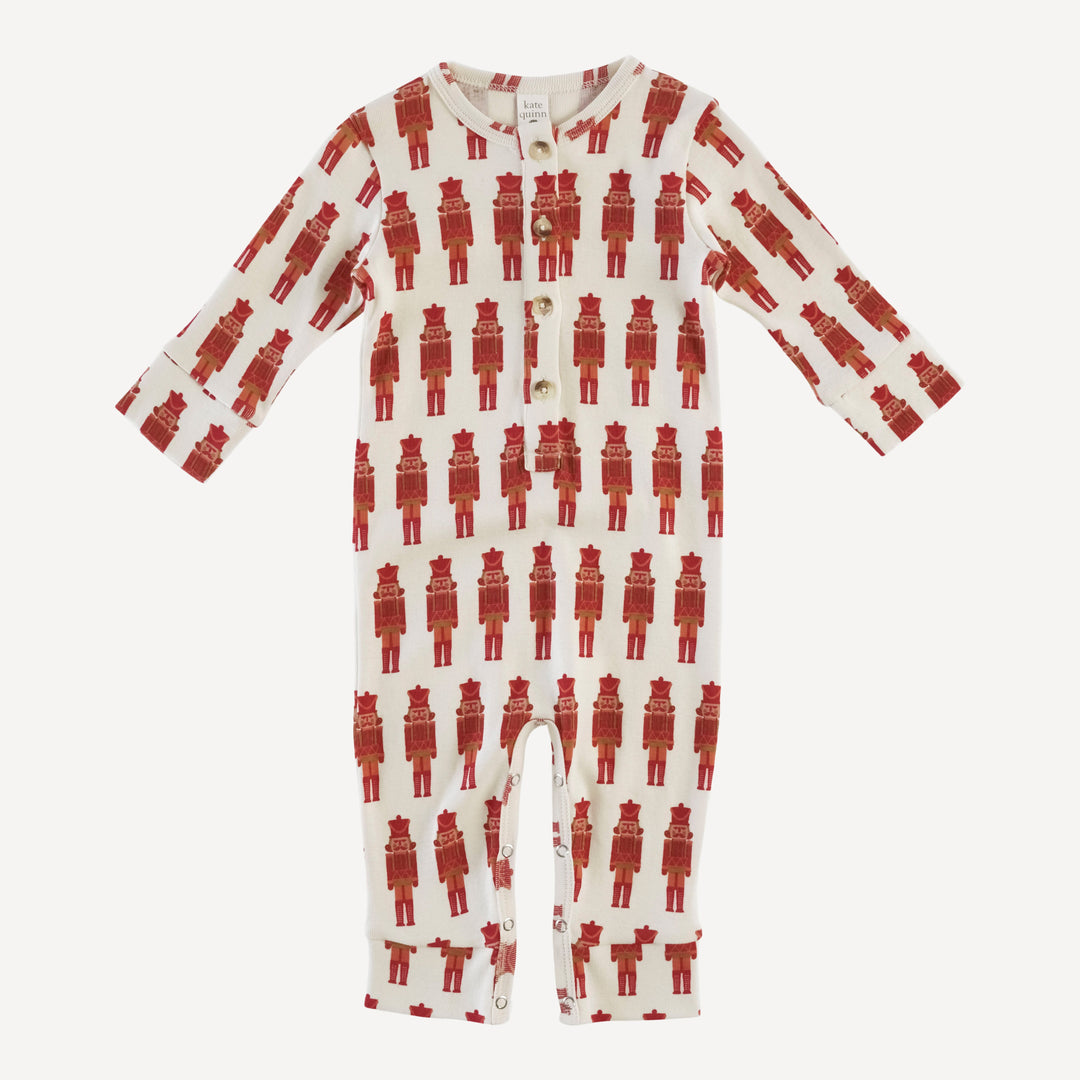 long sleeve sport union suit | cardinal nutcracker | organic cotton single rib