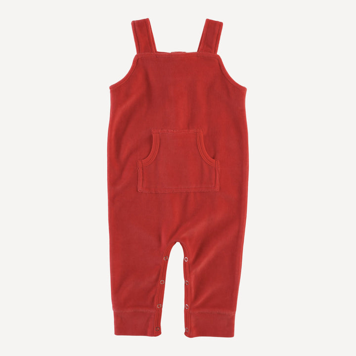 kanga pocket overall | cardinal | organic cotton velour