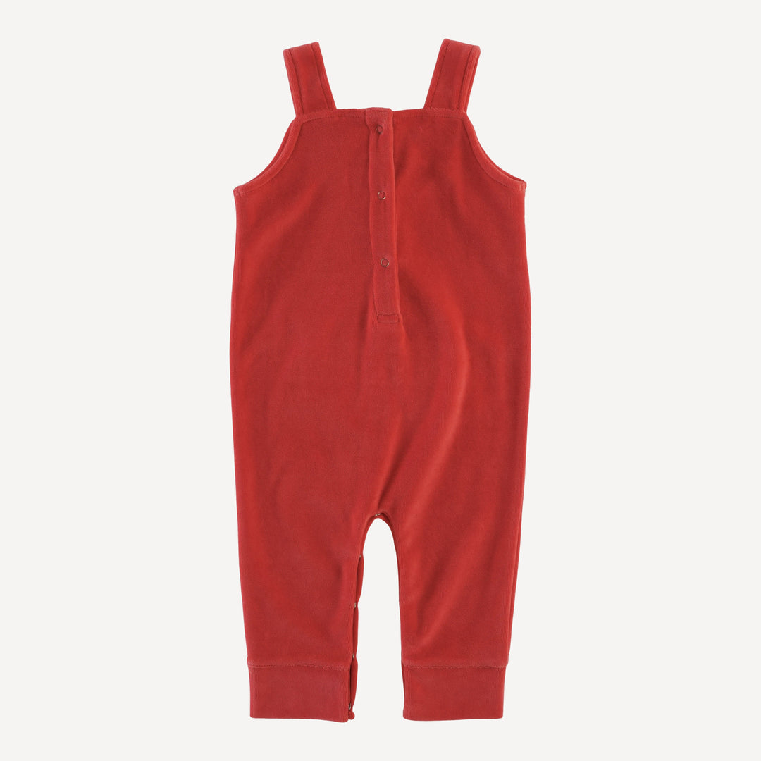 kanga pocket overall | cardinal | organic cotton velour