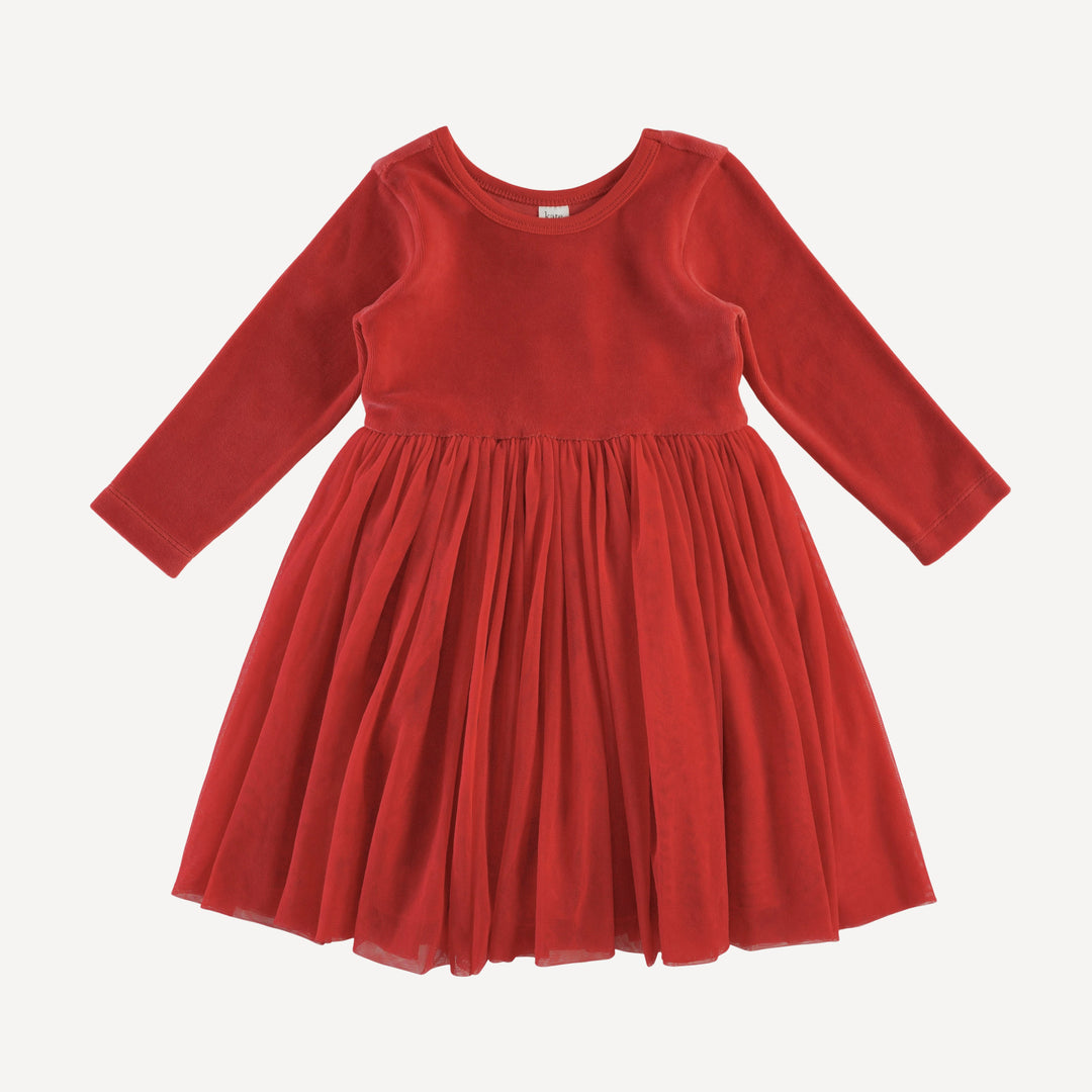 long sleeve ballerina dress | cardinal | organic cotton velour