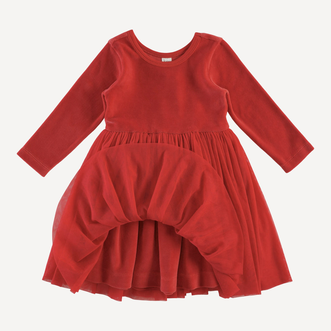 long sleeve ballerina dress | cardinal | organic cotton velour