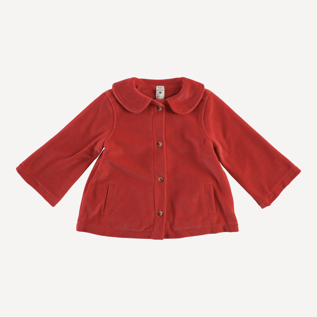 peter pan swing jacket | cardinal | organic cotton velour