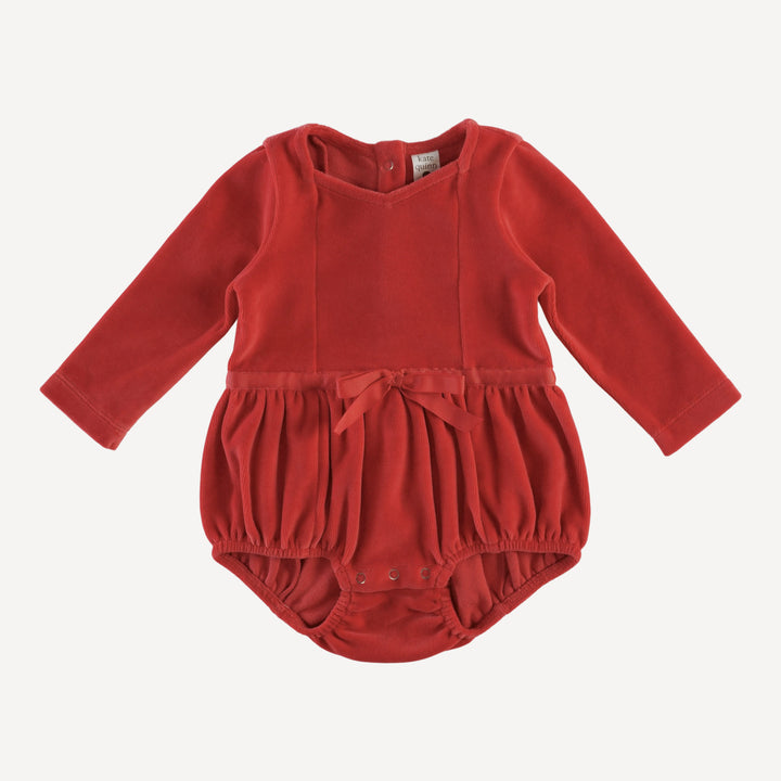 long sleeve skinny bow bubble | cardinal | organic cotton velour