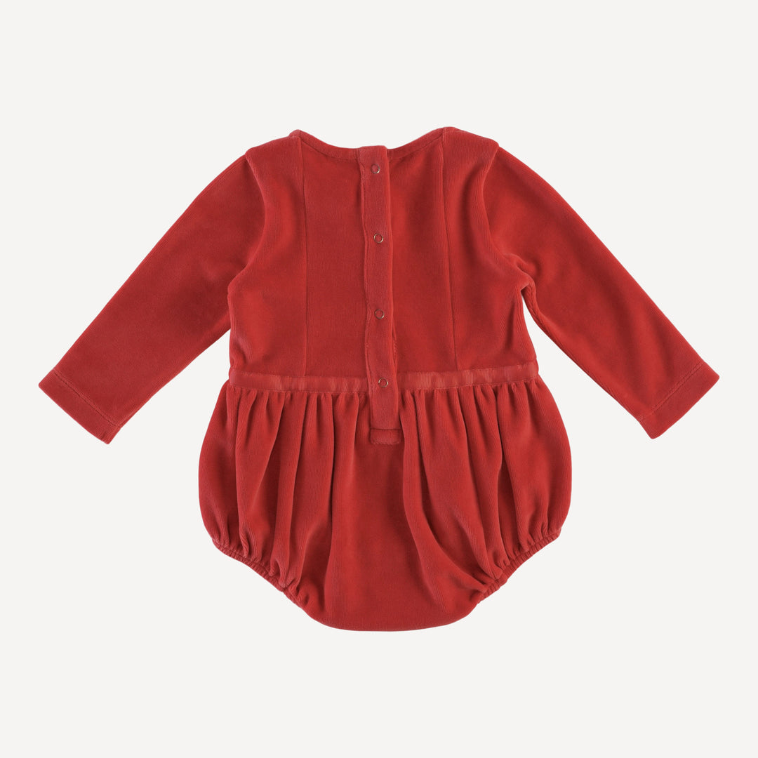 long sleeve skinny bow bubble | cardinal | organic cotton velour