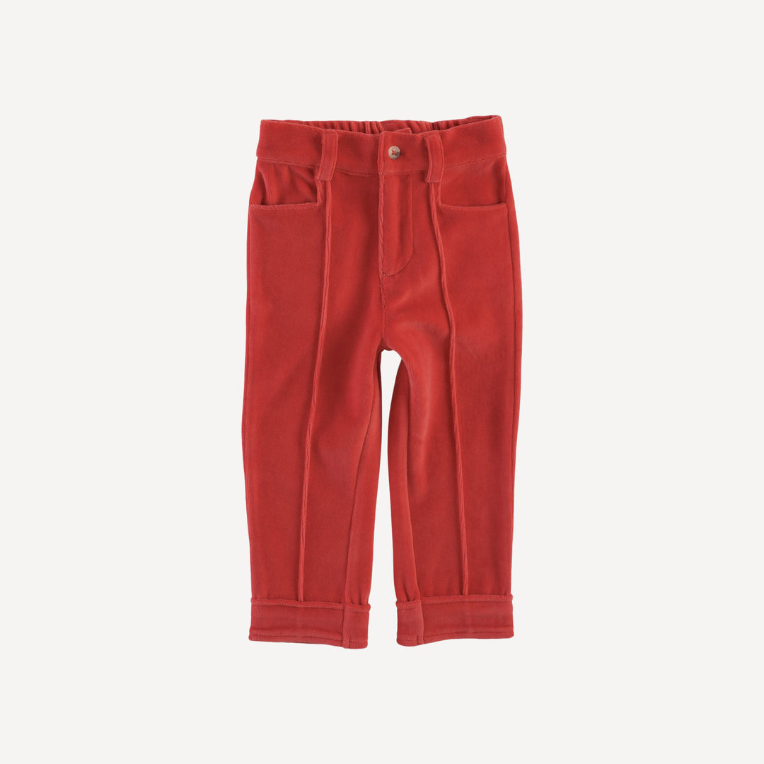 pintuck pant | cardinal | organic cotton velour