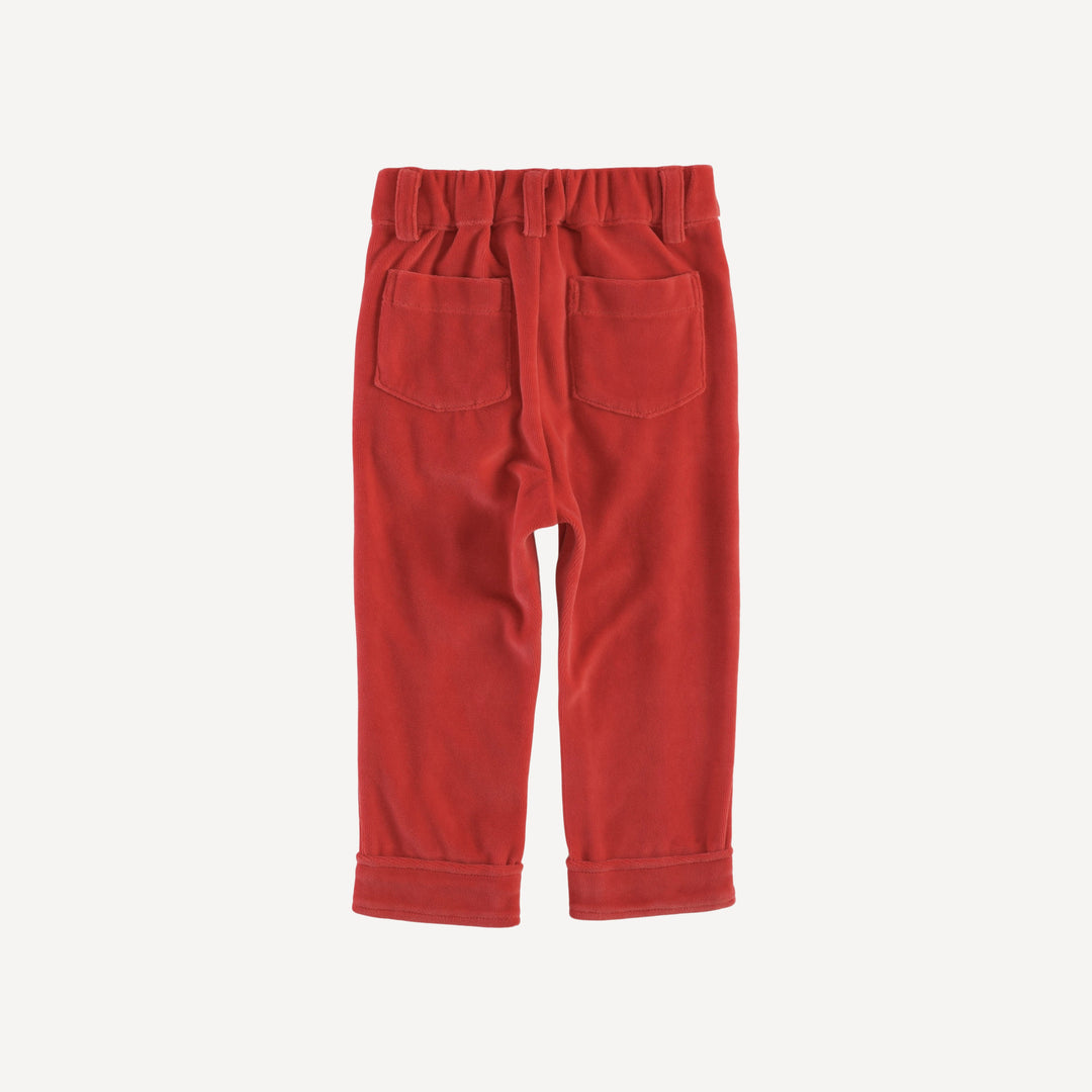 pintuck pant | cardinal | organic cotton velour