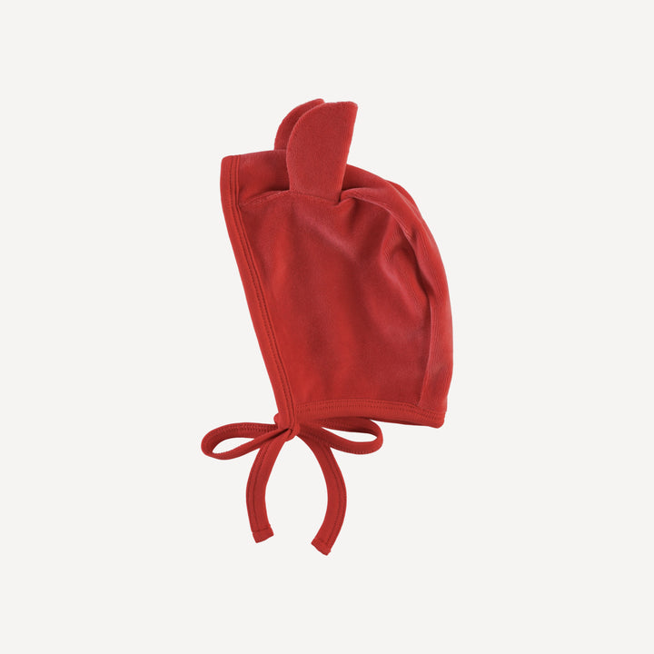 bear hat | cardinal | organic cotton velour