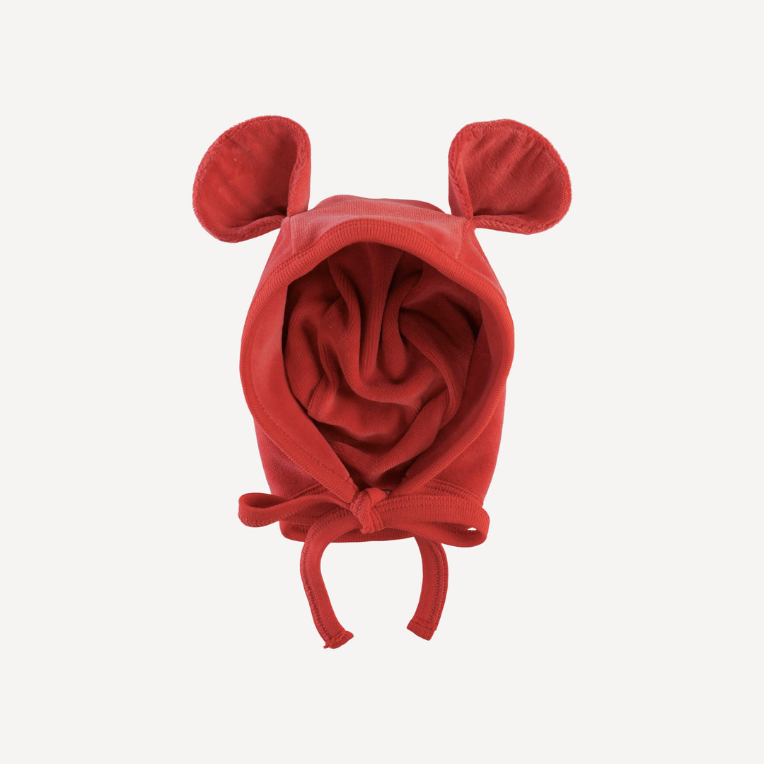 bear hat | cardinal | organic cotton velour