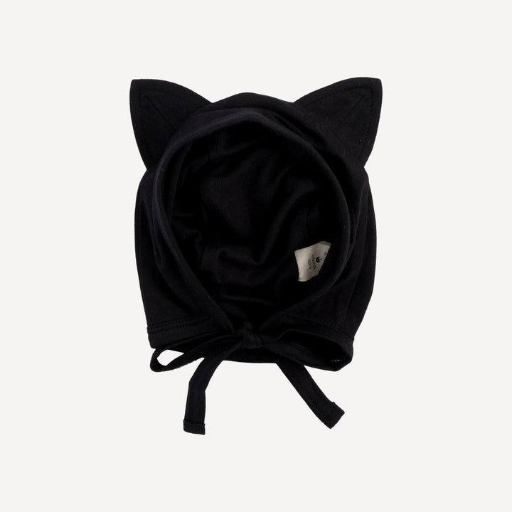 cat hat | black | organic cotton wide rib