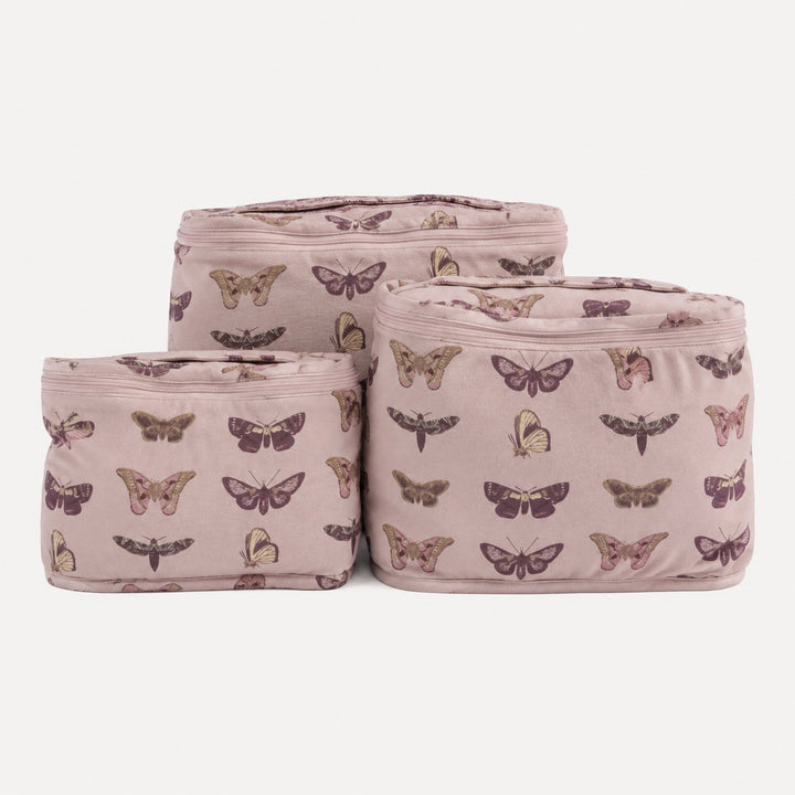 PREORDER diaper cubes set of 3 | purple moths | organic cotton interlock