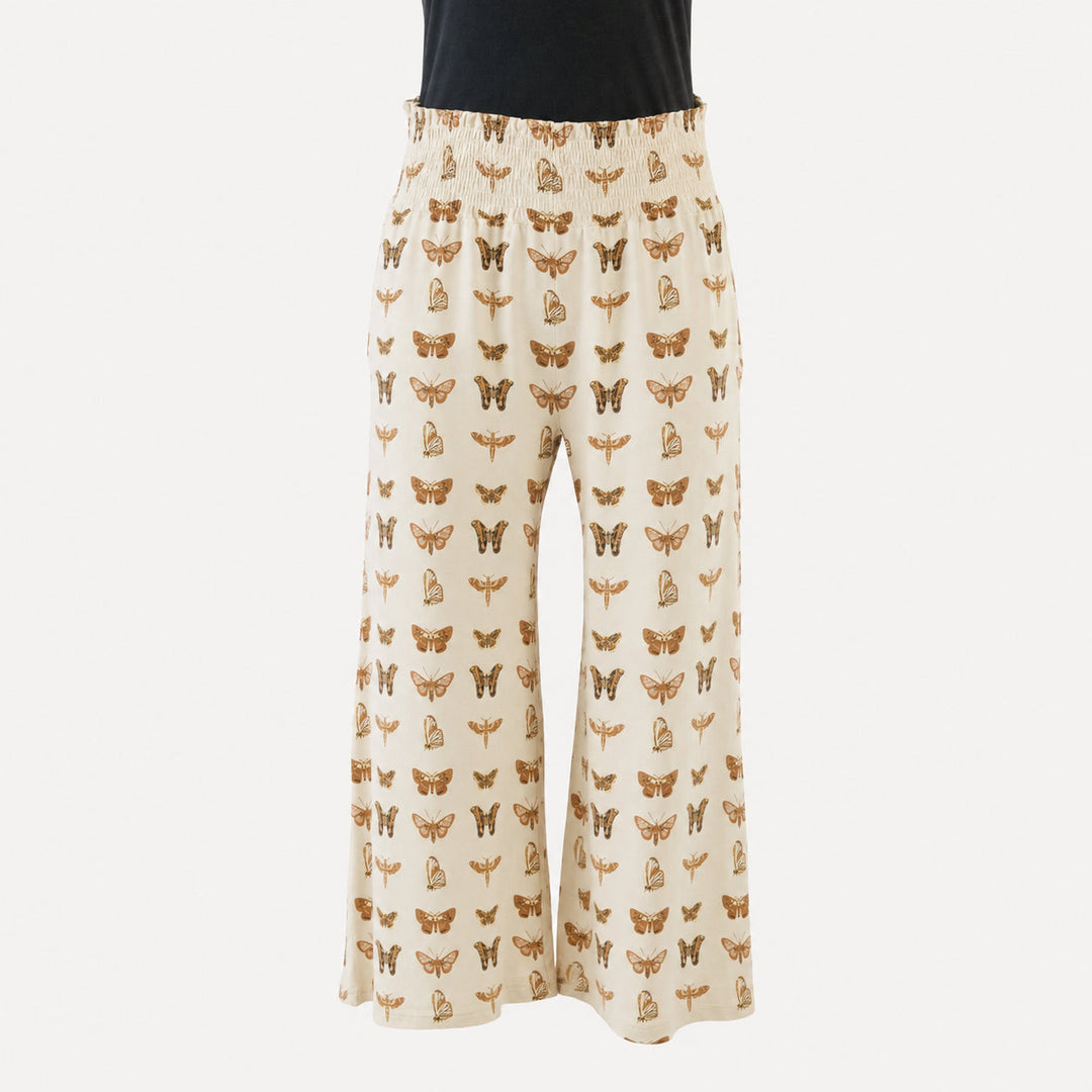 PREORDER womens smocked gaucho pant | neutral moth | bamboo
