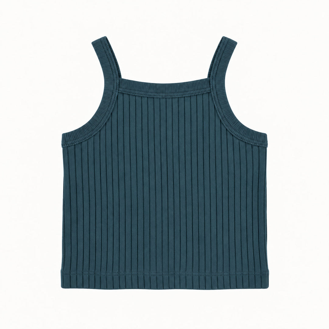 PREORDER nina tank | blue slate | organic cotton wide rib