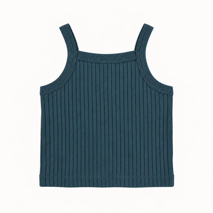 PREORDER nina tank | blue slate | organic cotton wide rib