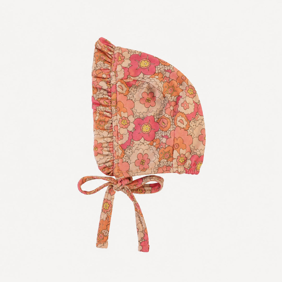 PREORDER small ruffle bonnet | mod 60s burst | bamboo