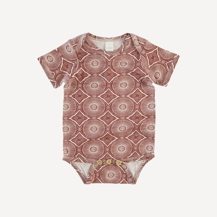 short sleeve lap neck bodysuit | cedar batik | modal