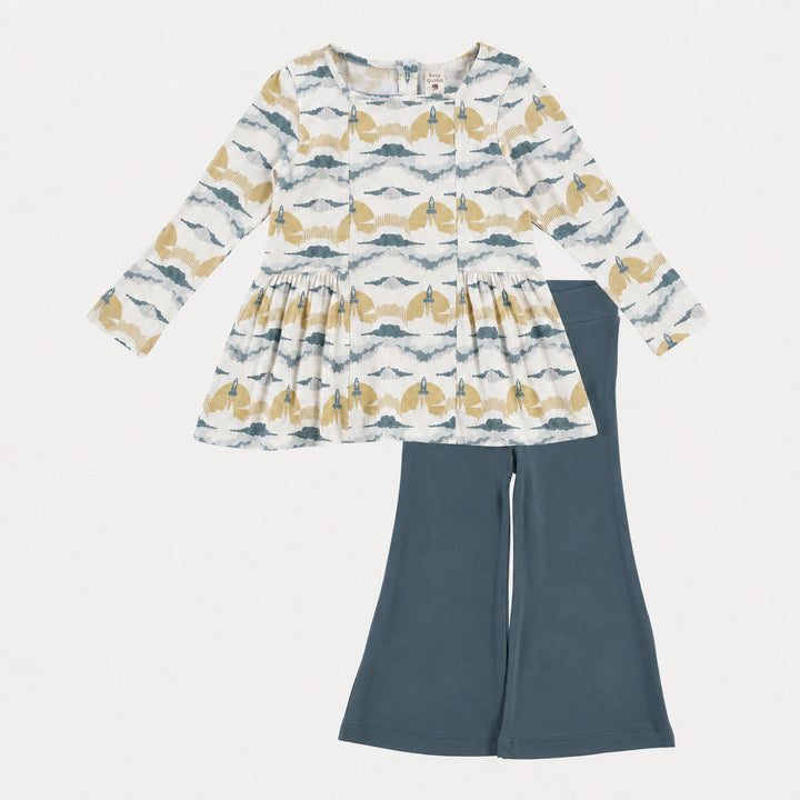 PREORDER long sleeve ballerina top + flare pant set | rocket | bamboo