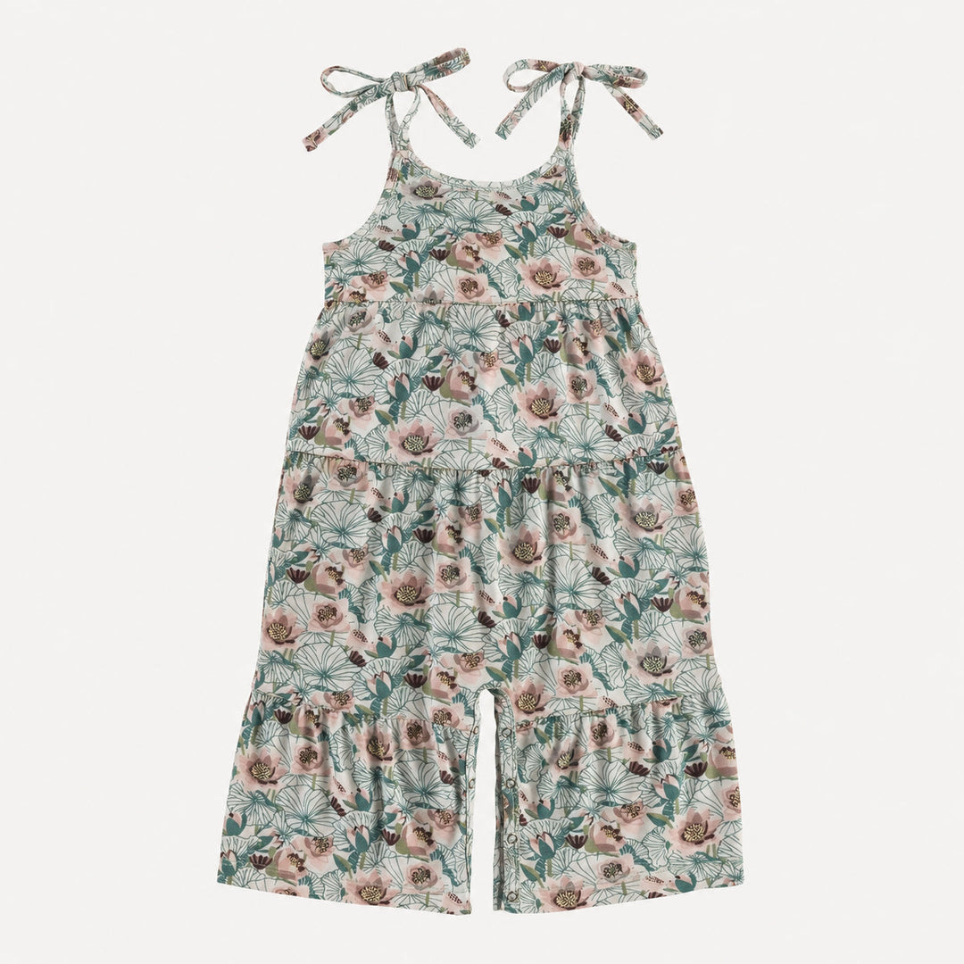 PREORDER spaghetti tie prairie gaucho jumpsuit | lotus | bamboo