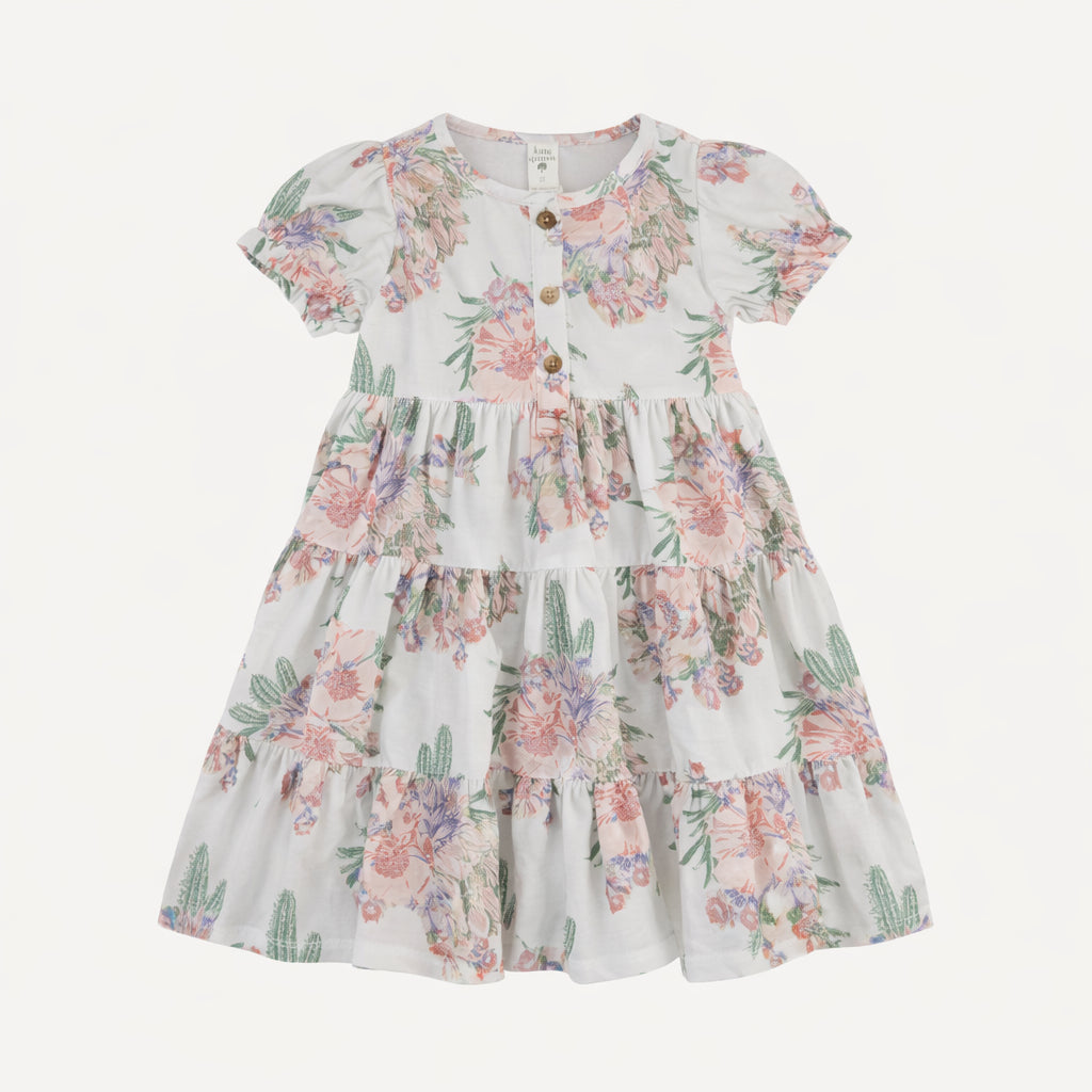 short puff sleeve prairie dress | cactus flower | organic cotton jersey