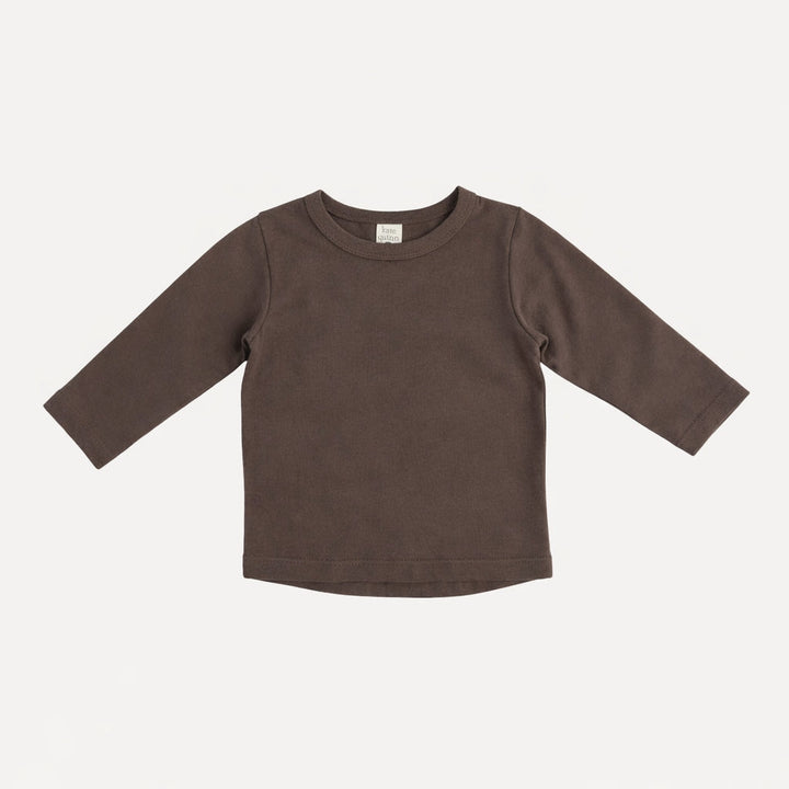 long sleeve essential boxy tee | coffee | organic cotton flat rib