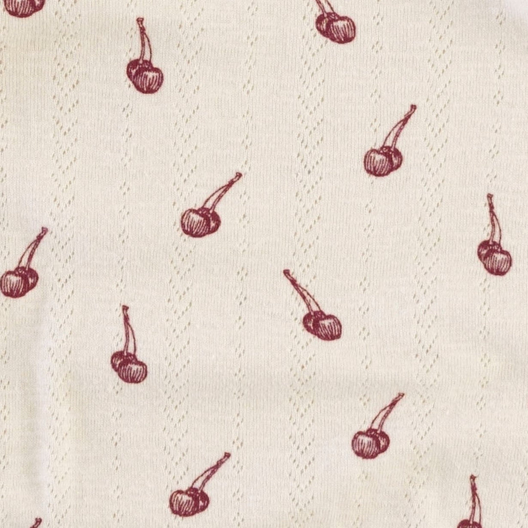 tie booties | cherries | organic cotton pointelle