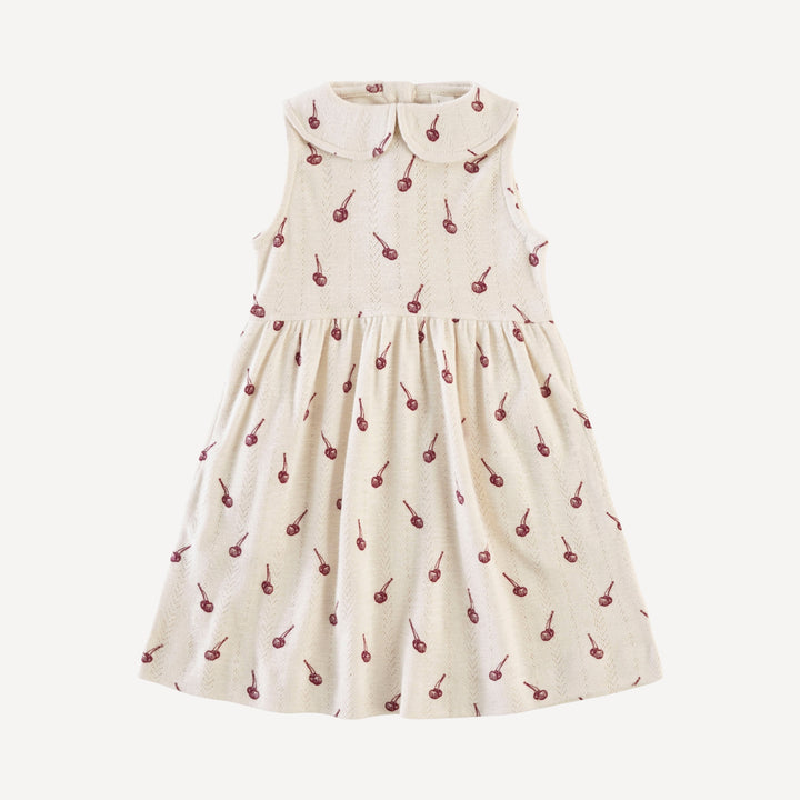 sleeveless peter pan dress | cherries | organic cotton pointelle