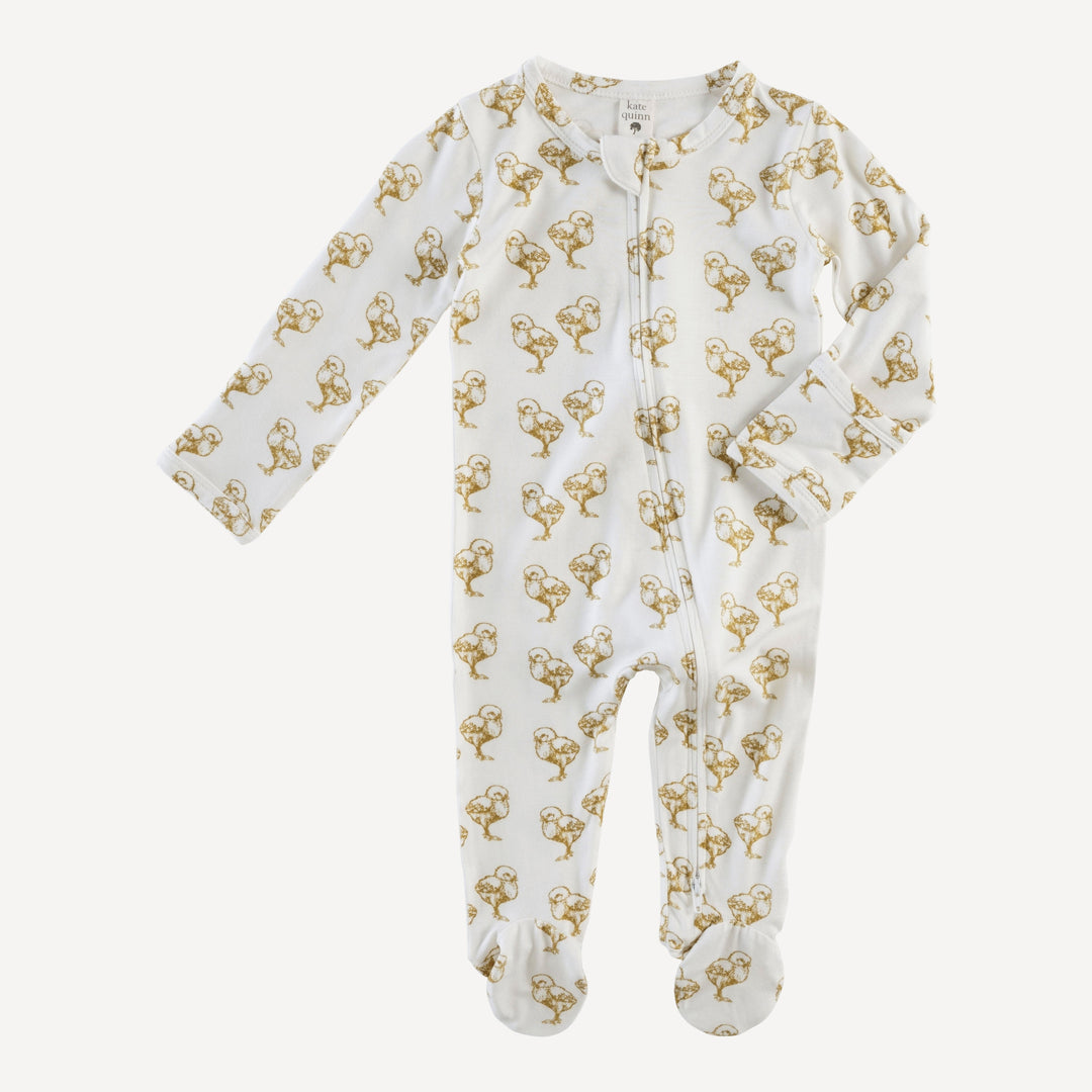 long sleeve two way zipper footie | chicks | bamboo