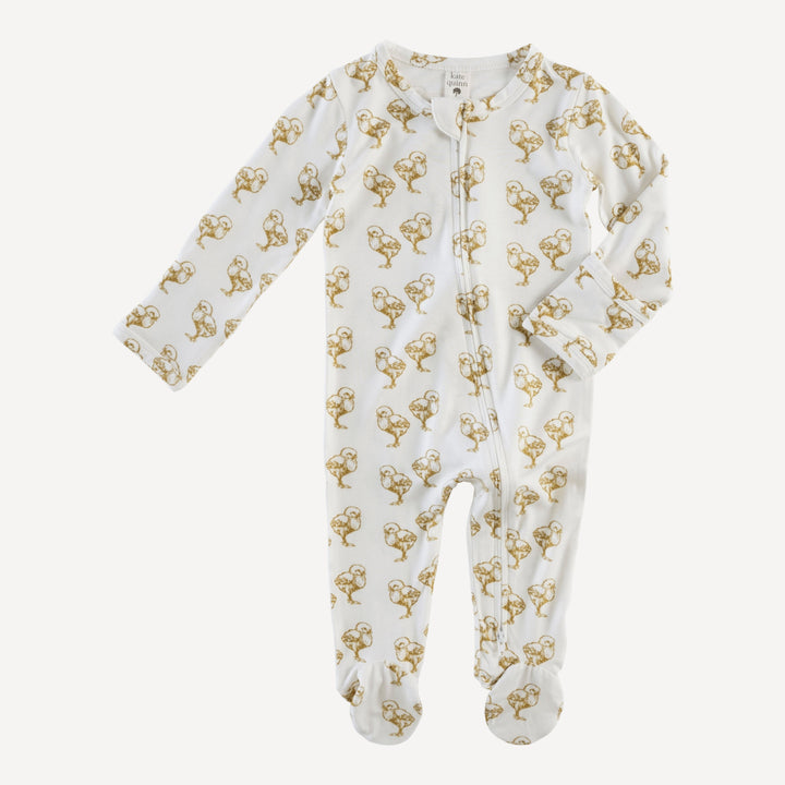 long sleeve two way zipper footie | chicks | bamboo