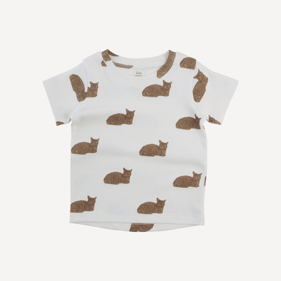 short sleeve essential boxy tee | chocolate cat | organic cotton interlock