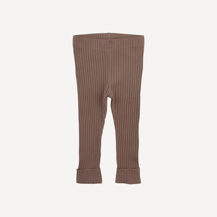 classic cuffed legging | chocolate | organic cotton wide rib