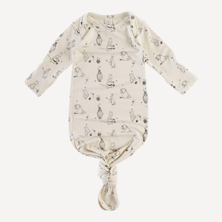 long sleeve lap neck knotted gown | classic pooh & friends | bamboo