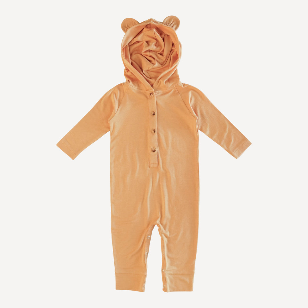 long sleeve bear hooded sport union suit | clay pot | bamboo