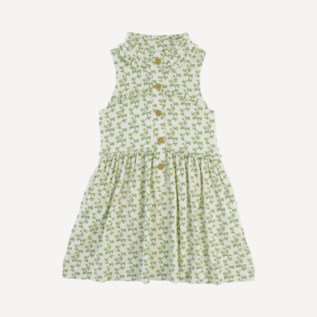 sleeveless tiny ruffle dress | clover stripe | modal