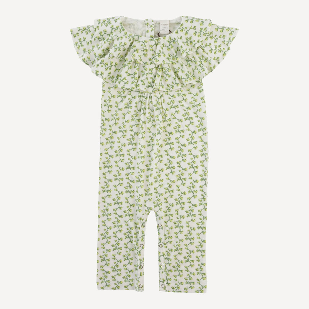 sleeveless double ruffle neck jumpsuit | clover stripe | modal