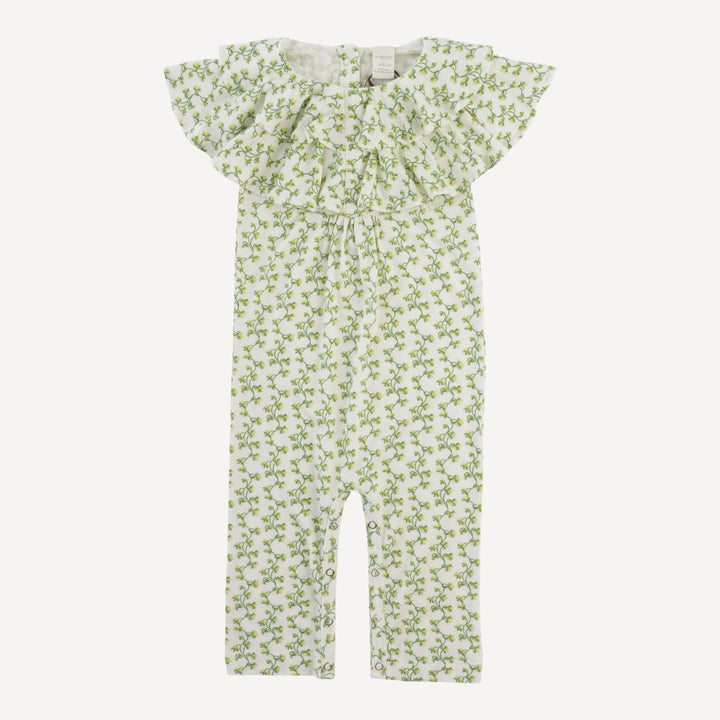 sleeveless double ruffle neck jumpsuit | clover stripe | modal