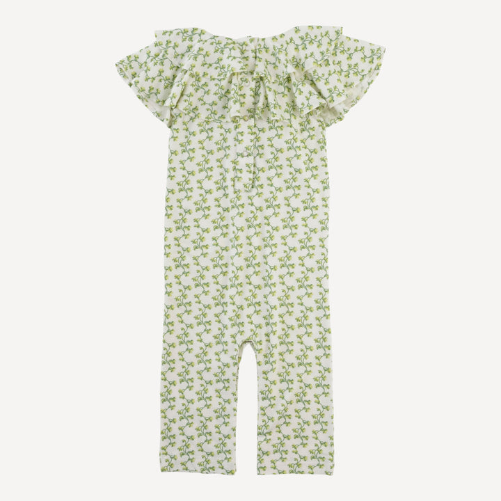 sleeveless double ruffle neck jumpsuit | clover stripe | modal