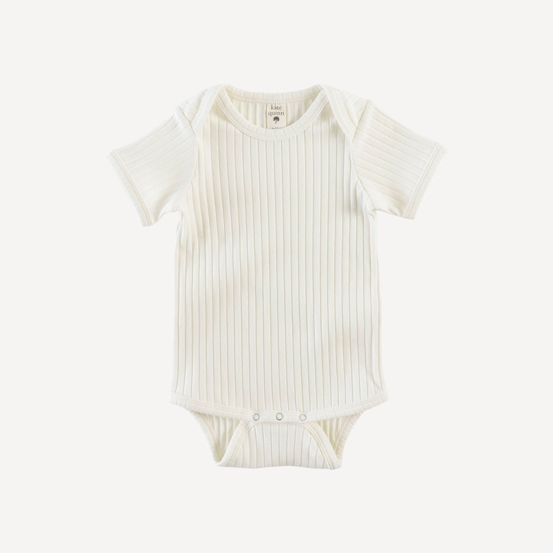 short sleeve lap neck bodysuit | coconut | organic cotton wide rib